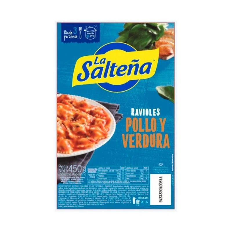 LA SALTEÑA RAVIOLES POLLO/ESPINA X 450 GRS 