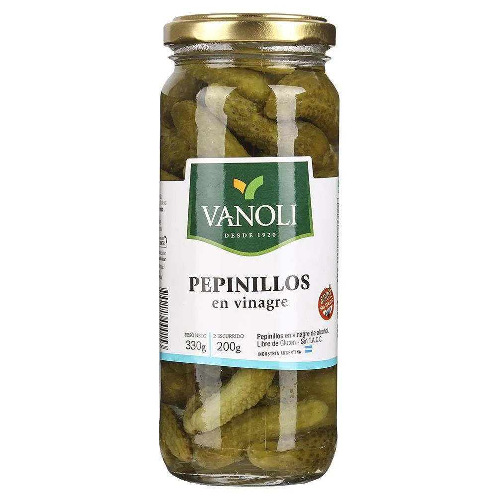 PEPINILLOS EN VINAGRE VANOLI X 330G FRASCO