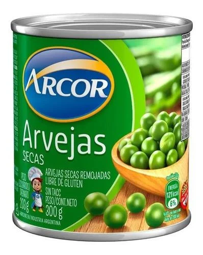 ARVEJAS SECAS ARCOR SIN SAL AGREG. X 300GR