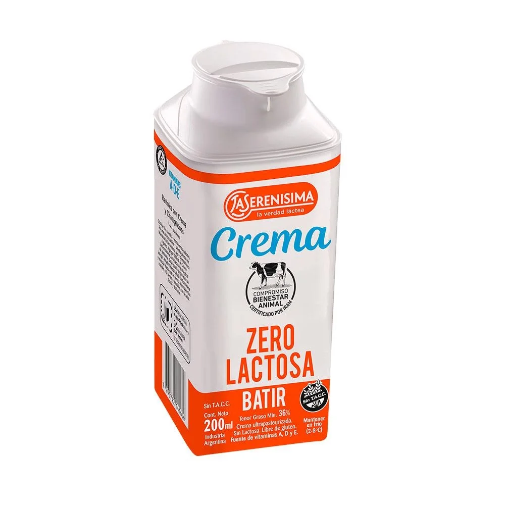 CREMA ZERO LACTOSA BATIR LA SERENISIMA 