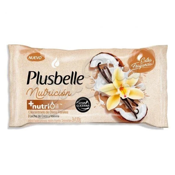 JABON PLUSBELLE FLORES ROSAS  3X120G