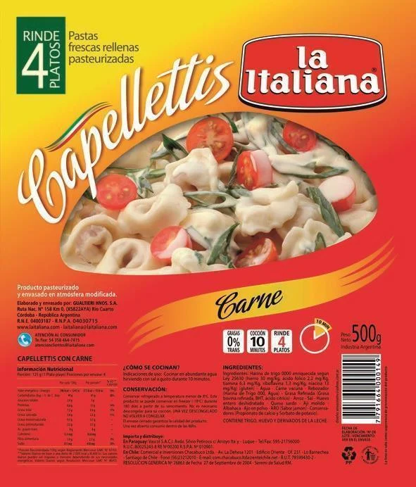 CAPELLETTIS LA ITALIANA CARNE 500G