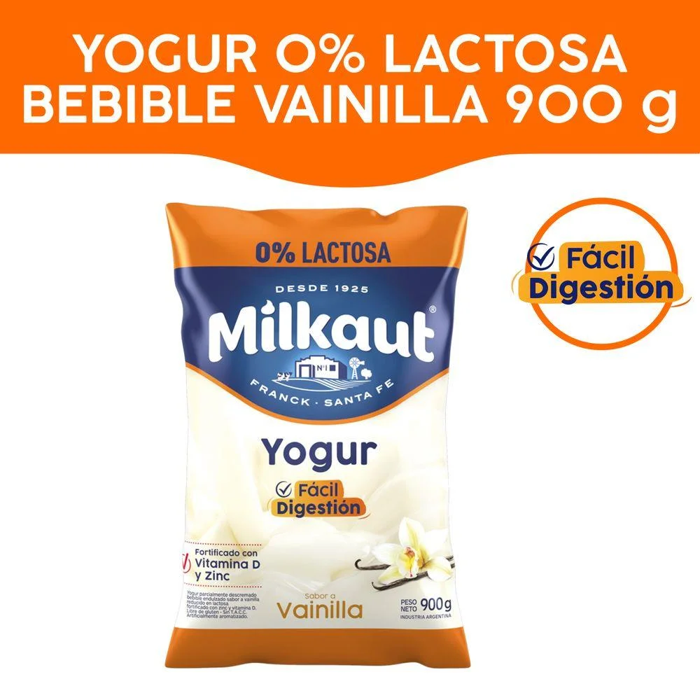 YOG. MILKAUT VAINILLA 0 % LACTOSA 900 G