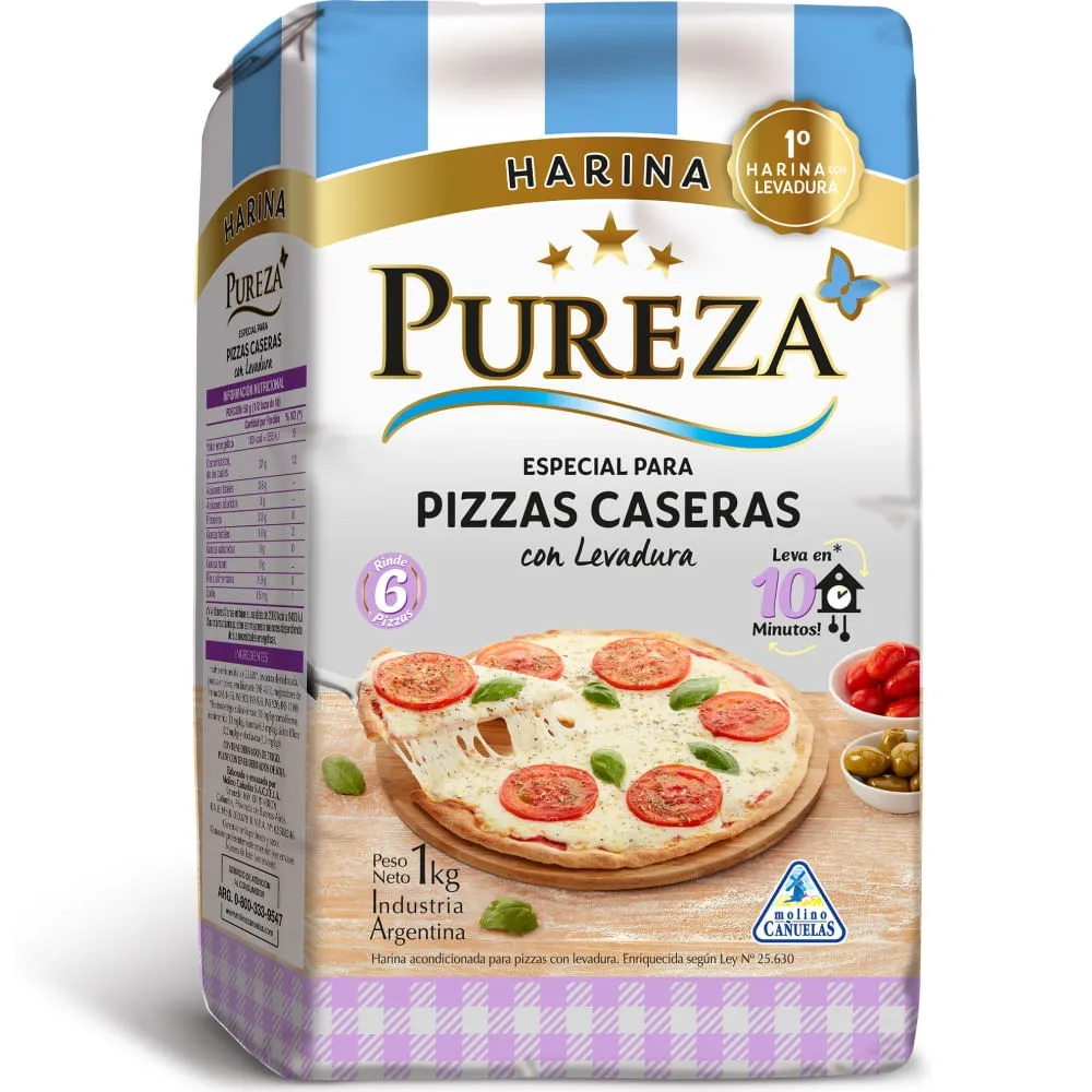 HARINA PUREZA PIZZAS CON LEVADURA 1KG