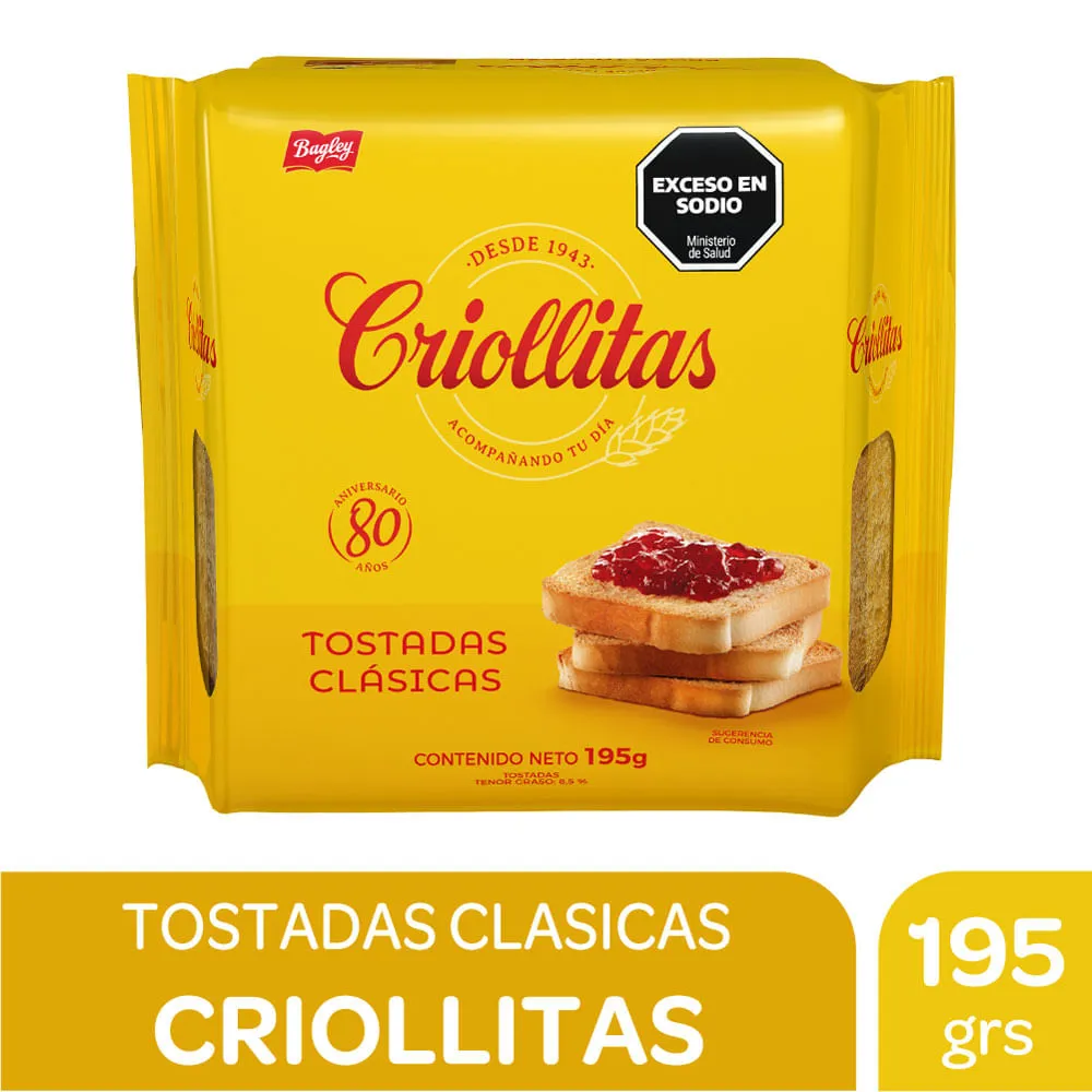 CRIOLLITAS TOSTADAS CLASICAS 195 G