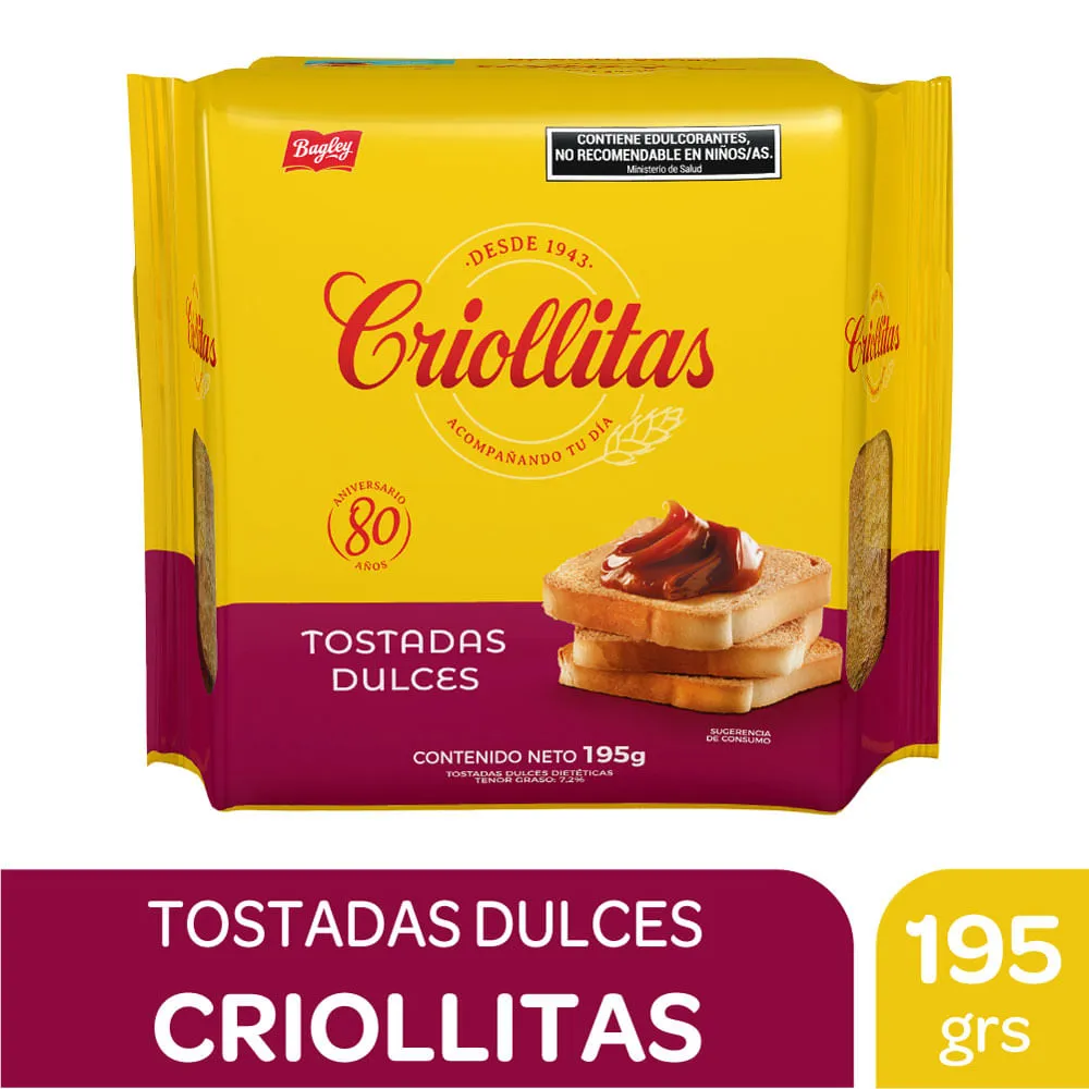 CRIOLLITAS TOSTADAS DULCES 195 G