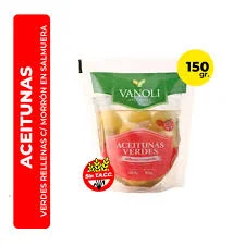 ACEITUNA VERDE RODAJADA C/MORRON COBERTURA P/PIZZA VANOLI DOY PACK X 150 GS 