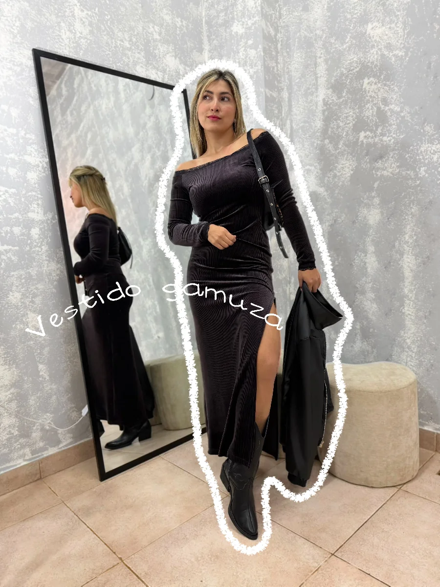 Vestido largo gamuza 