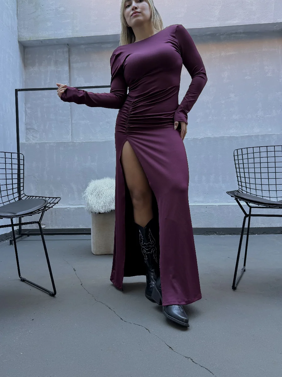 Vestido frunce tajo m/l