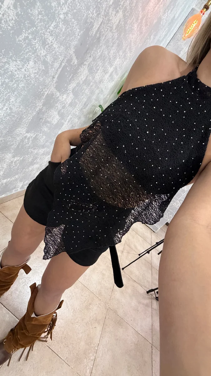 Top pico strass