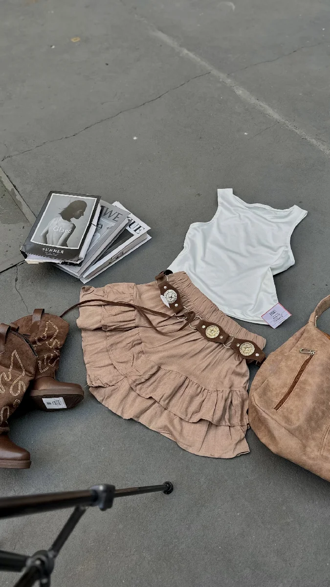 Short pollera volados 