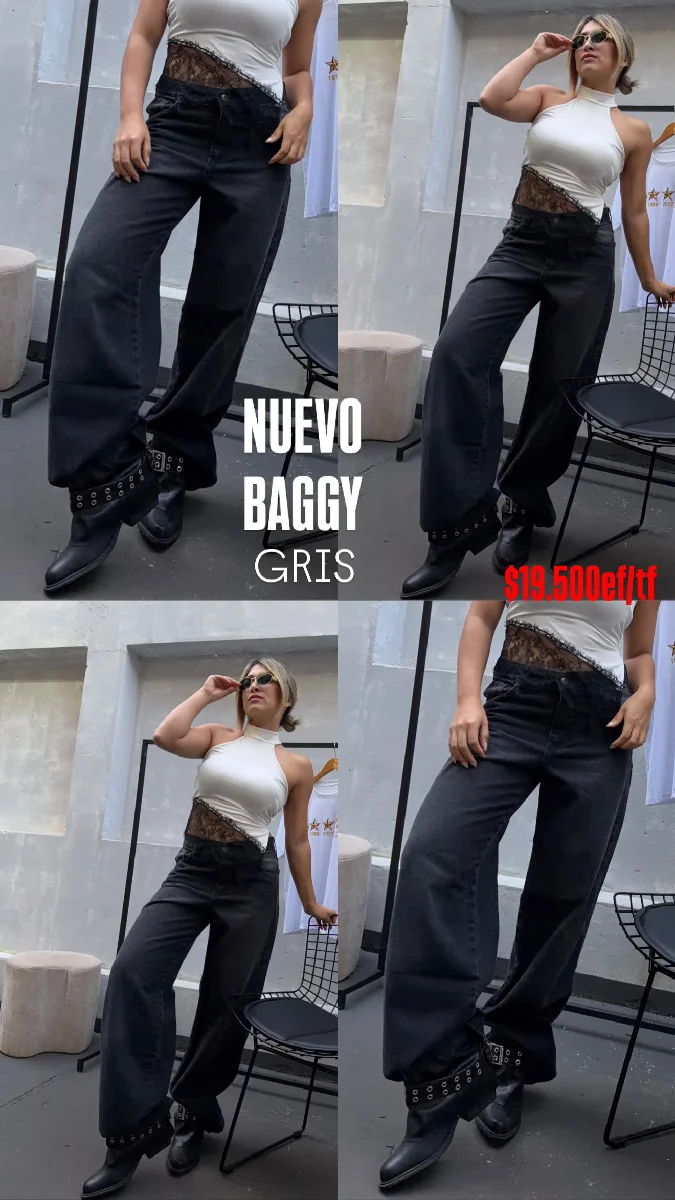 Jeans baggy liso negro