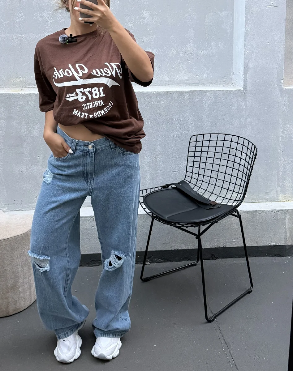 Jeans wide rotos 