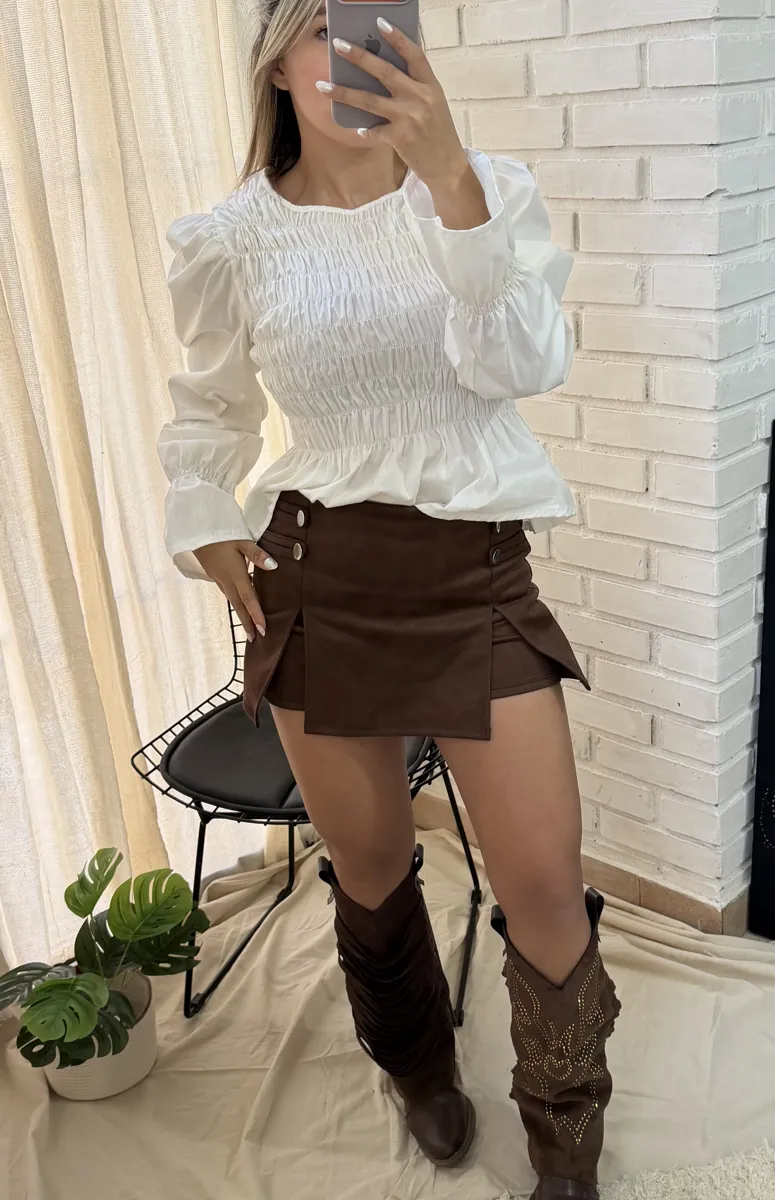 Short pollera botones