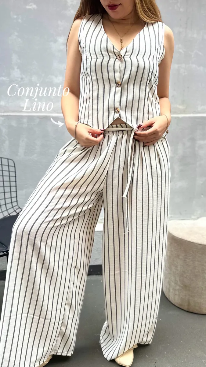 Conjunto rayas lino 